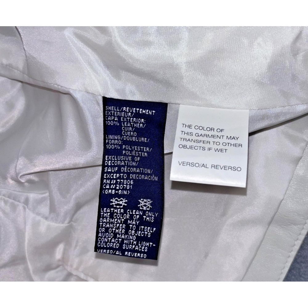 Hilfiger Jacket Women's Large White Leather Blazer Zip Pockets 2000's - Picture 8 of 11